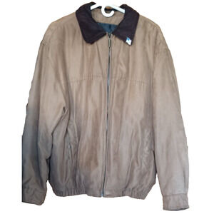 Vintage WEATHER PROOF Weather Report Mens Large Faux Suede Coat Bomber Retro
